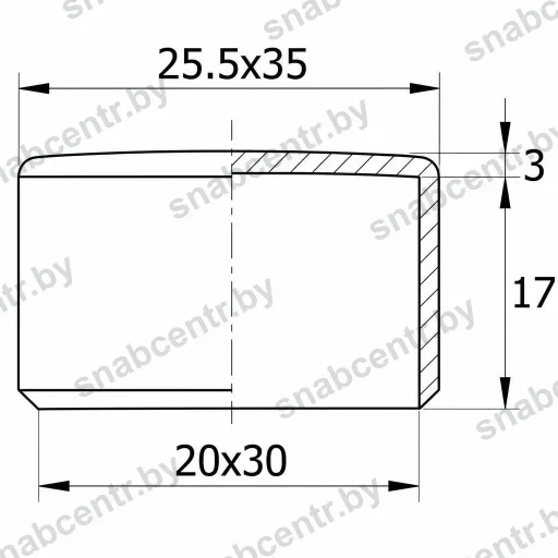 Заглушка 20x30 мм прямоугольная наружная — превью 3