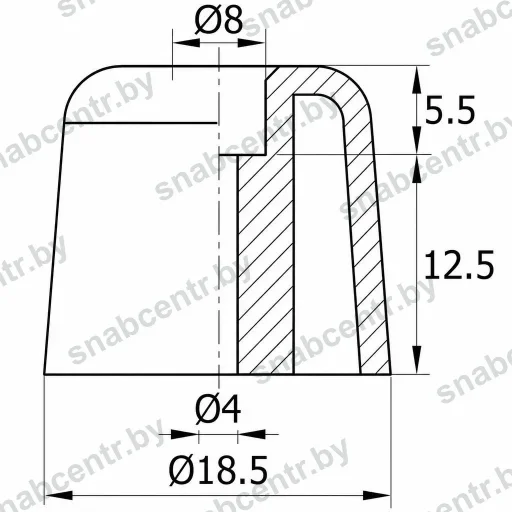 Подпятник с отверстием диаметром 4 мм и основанием диаметром 18.5 мм — превью 2