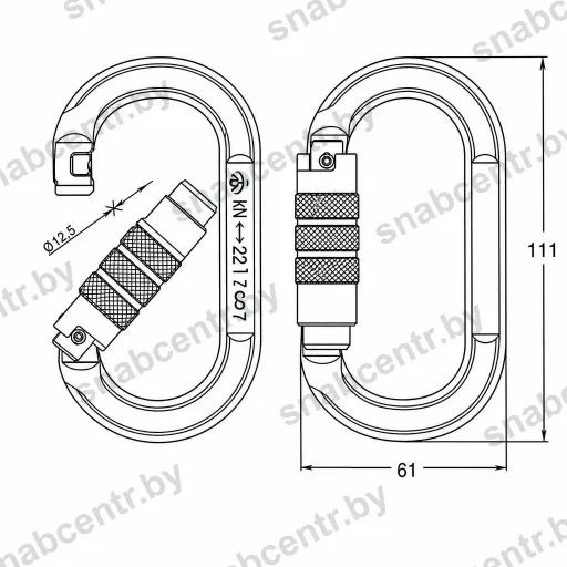 ver 0221 Карабин овал алюминиевый автомат (Keylock), 22 кН — превью 3